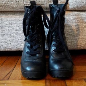 Black Combat Booties Heels